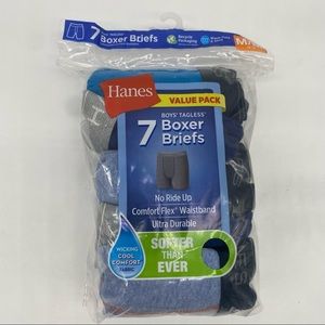 Hanes 7 boys’ tagless boxer brief wicking cool comfort waist size M( 10-12)